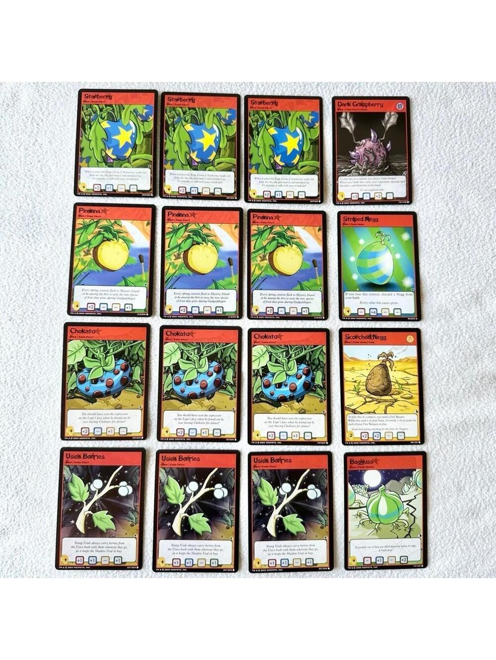 Near Mint 2003 Neopets TCG Food Fruit Bundle of 16 Trading Cards